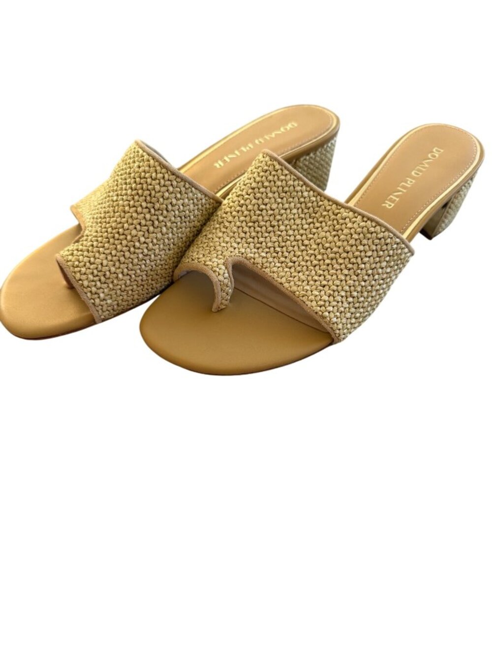 Donald J. Pliner Womens Naia Sandals Size 9.5 Tan Raffia Saddle Slip On Casual - Picture 7 of 11
